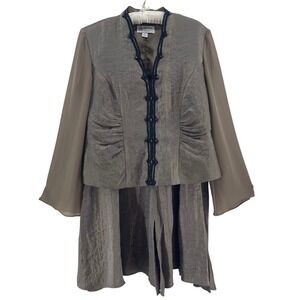 J.R. Nites Carol Lin 2 Pc Dress Jacket Set 14 Taupe Evening Formal Wedding VTG